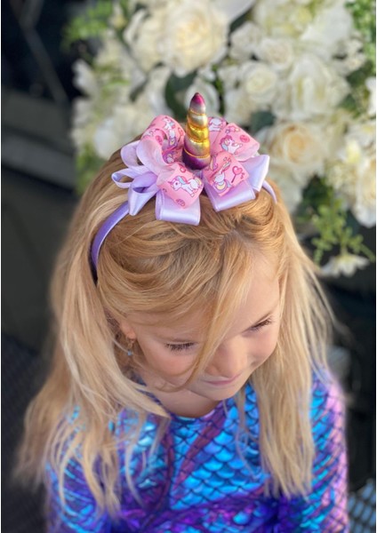 Unicorn Özel Tasarım Çocuk Taç Toka 4 Lü Set Lila Mor Pembe modelleri