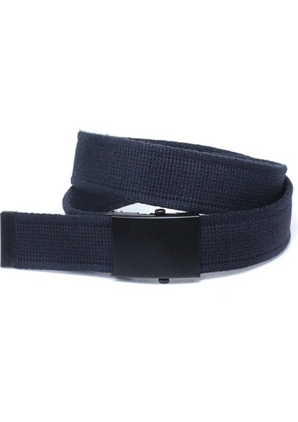 4 cm Siyah Tokalı Lacivert Spor Kanvas Kemer
