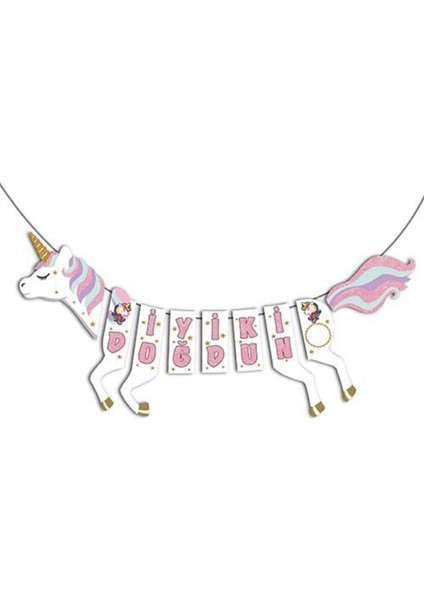 Unicorn 3D Kaligrafi Banner