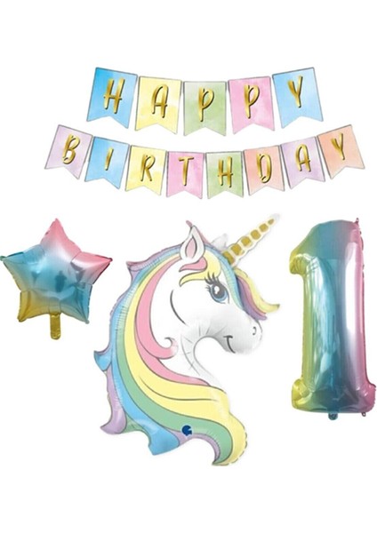 1 Yaş Unicorn Folyo Balon Set