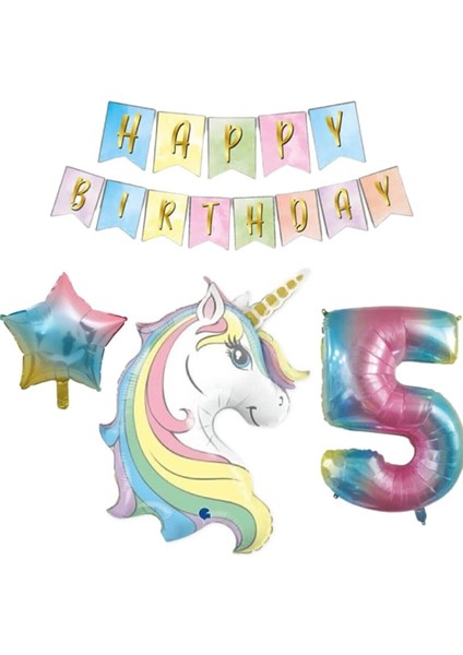 5 Yaş Unicorn Folyo Balon Set