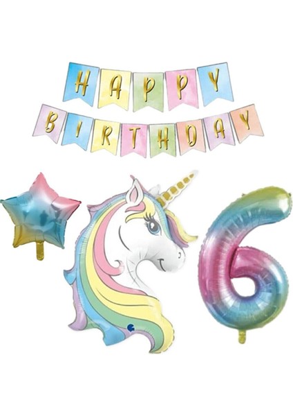 6 Yaş Unicorn Folyo Balon Set