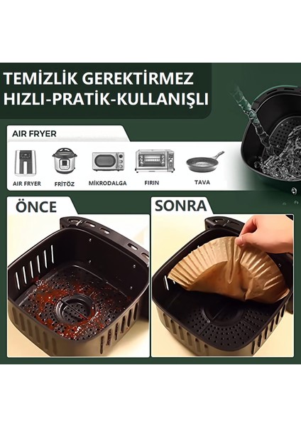 Büyük Boy Fritöz Pişirme Kağıdı Xl-Xxl  Uygun Air Fryer Tüm Markalara Uygun 100 Adet