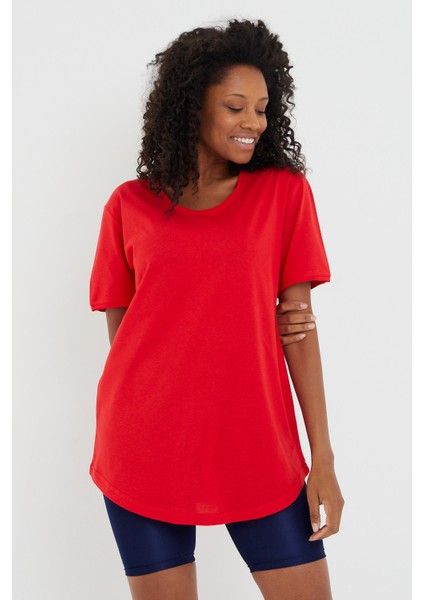 Tarz Cool Women Kırmızı Pis Yaka Salaş T-SHIRT-XKTCPS001R24S modelleri