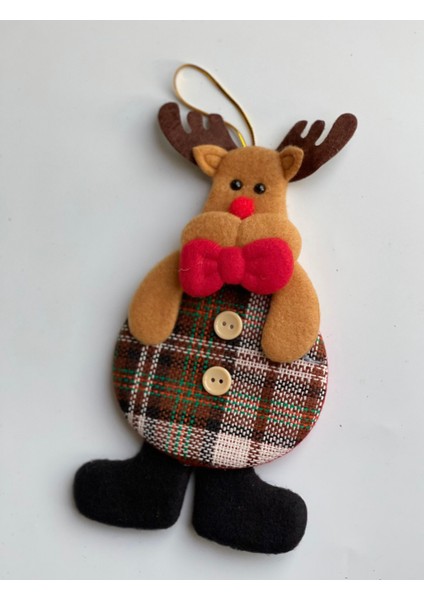 Yeni Yıl Yılbaşı Lüks Ithal Koleksiyonluk Büyük Çam Ağacı Süsü Pofuduk 3 Boyutlu Geyik