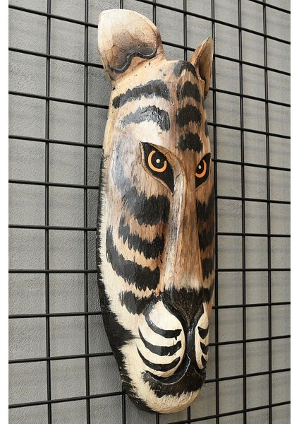 Ahşap El Yapımı Kaplan Mask / Duvar Dekoru 50 cm
