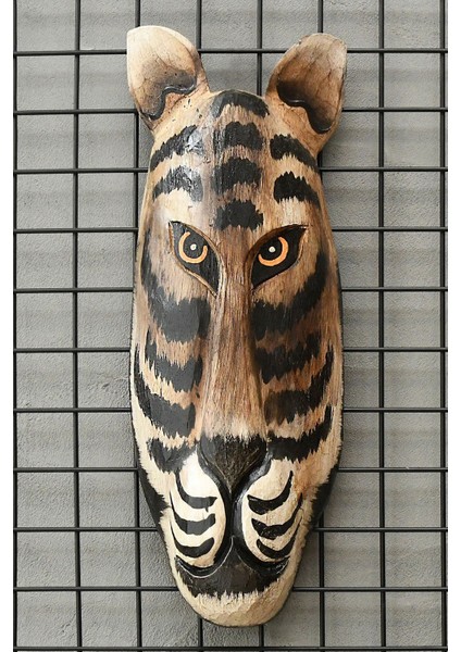 Ahşap El Yapımı Kaplan Mask / Duvar Dekoru 50 cm