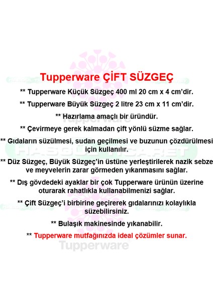 Çift Süzgeç 2 Lt - 400 ml