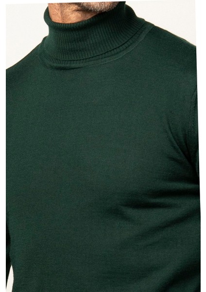 Slim Fit Dar Kesim Tam Boğazlı Yaka Düz Yün Erkek Kazak modelleri