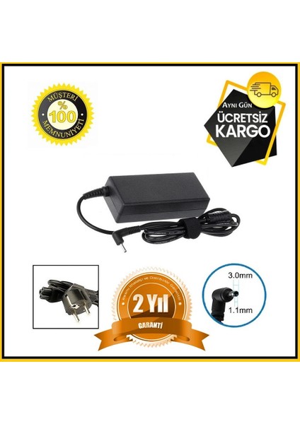 Versatile LPA46AS 19V 3.42A 3.0x1.1 Laptop Adaptör- Şarj Cihazı