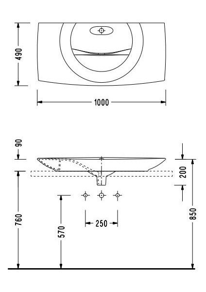 Purity Tezgah Üstü Lavabo + Sifon 48x100 Cm fiyatları