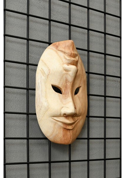 Ahşap El Yapımı Mutlu/üzgün Tiyatral Mask 25CM