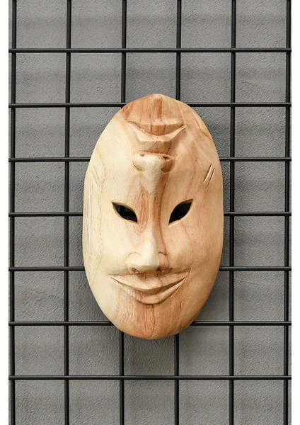 Ahşap El Yapımı Mutlu/üzgün Tiyatral Mask 25CM