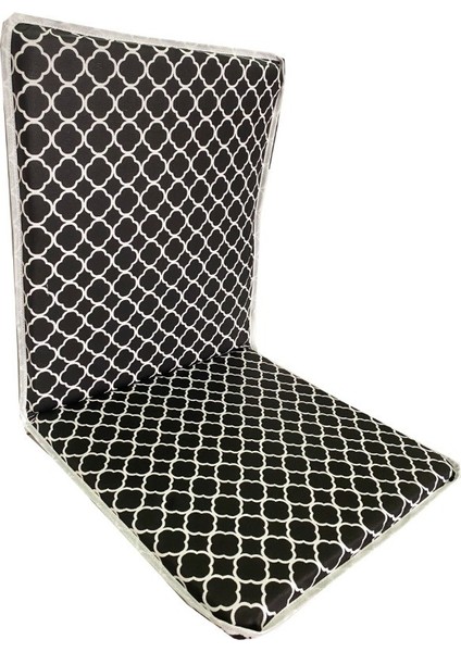 Sandalye Minderi Arkalıklı Lastikli Fermuarlı Süngerli-4 Adet(Kara Çatı)Yıkanabilir