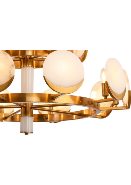 Marmo Modern Tasarım 2 Katlı Salon Avizesi Sarı 10'lu 100 x 130 cm