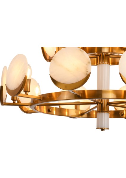 Marmo Modern Tasarım 2 Katlı Salon Avizesi Sarı 10'lu 100 x 130 cm