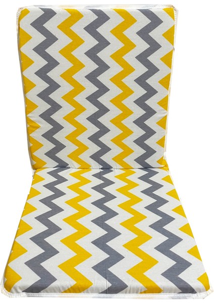 Sandalye Minderi Arkalıklı Lastikli Fermuarlı Süngerli-2 Adet(Sarı Gri Zikzak)Yıkanabilir modelleri