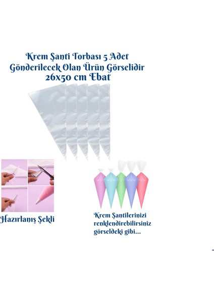 Kullanat Krem Şanti Torbası  26 x 50 cm 5'li