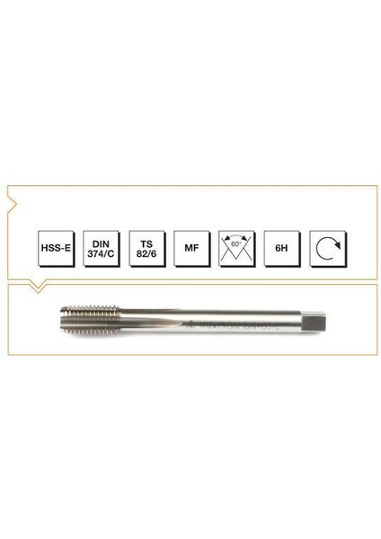 M20X2 Ince Diş Makina Kılavuzu Düz Hsse Dın 374/C