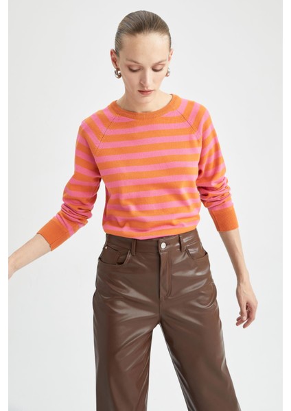 Relax Fit Bisiklet Yaka Kazak X0188AZ22WN