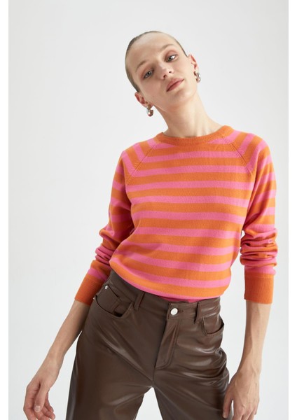 Relax Fit Bisiklet Yaka Kazak X0188AZ22WN