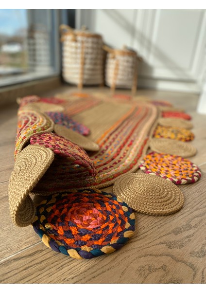 Milda Jüt Hasırlı Örgü Kilim 55 Jüt Halı modelleri