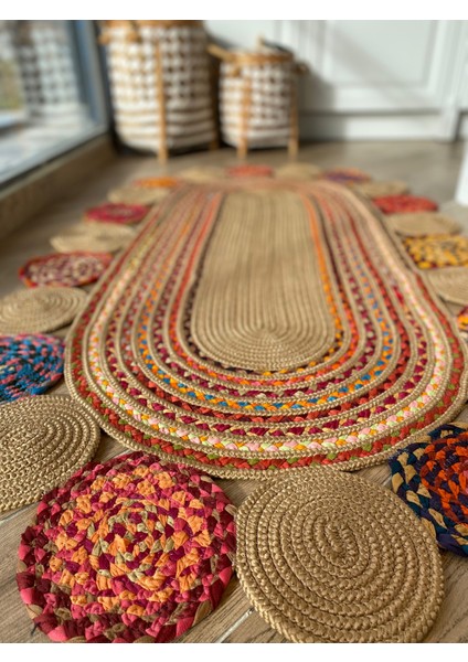 Milda Jüt Hasırlı Örgü Kilim 55 Jüt Halı