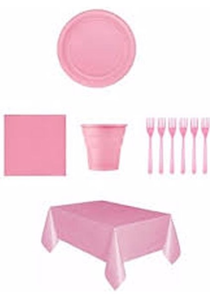 Plastik Tabak Bardak Çatal Peçete Masa Örtüsü Set Gold Gümüş Kırmızı Siyah Sarı Yeşil Turuncu Mor Pembe