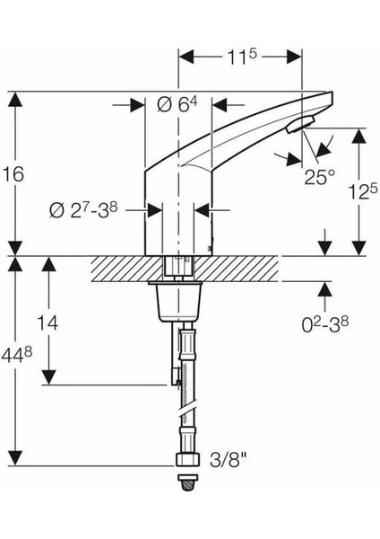 Type 185 Fotoselli Lavabo Bataryası, Çift Su Girişli, Pilli 116.245.21.1 modelleri