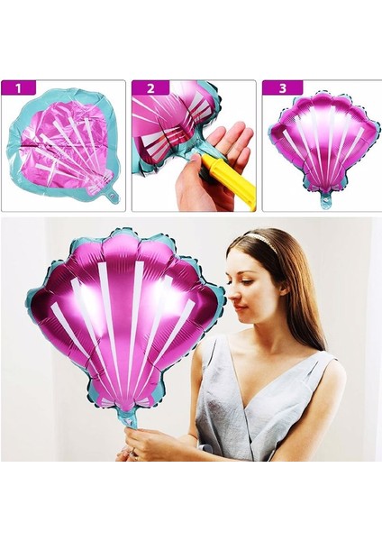 Gökkuşağı Rakam Denizkızı Kuyruk Istiridye Balon Set Balon Folyo Set Konsept Set Yaş Balon