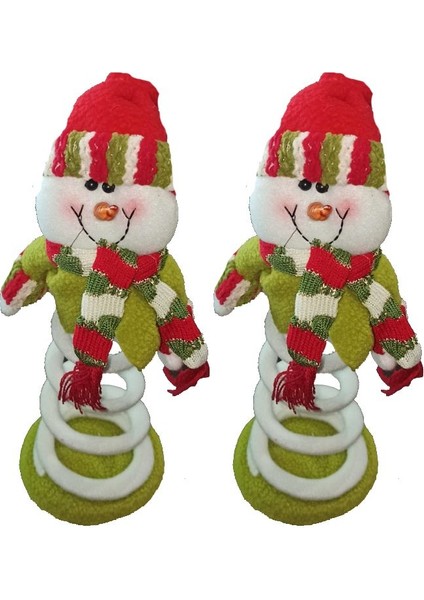 Masa Üstü Veya Dekor Amaçlı Peluş Yaylı Kardan Adam Yılbaşı Süsü 32 cm 2 Adet