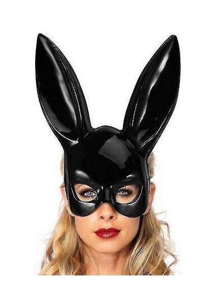 Bunny Maskesi Masquerade Tavşan Maskesi Kadınlar Siyah Uzun Kulaklar Tavşan Bunny Party (Black1)