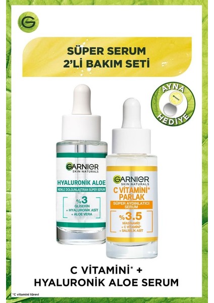 Süper Serum 2'li Bakım Seti C Vitamini + Hyaluronik Aloe