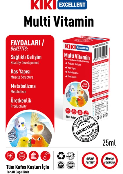 Kuş Multi Vitamin 25 Ml. KB101