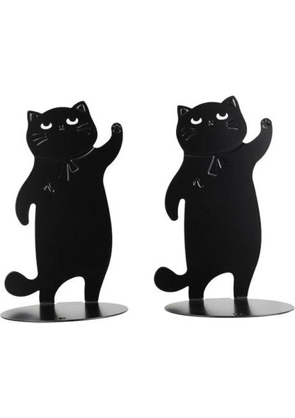 1 Çift Kedi Tasarım Bookend Demir Bookend Kitap Durdurucu Book Book Home Için Kitap Standı |