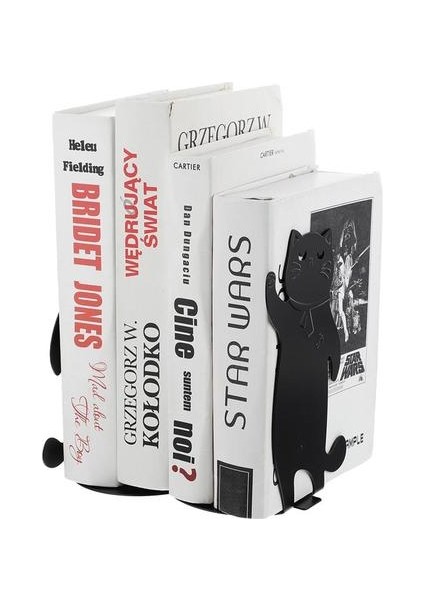 1 Çift Kedi Tasarım Bookend Demir Bookend Kitap Durdurucu Book Book Home Için Kitap Standı |