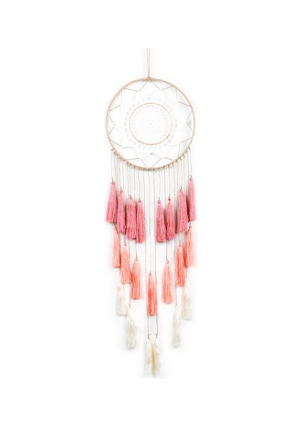 Makrome Bohemian Goblen Duvar Asılı El Dokuma Püskül Dekor Yatak Odası Arka Plan Ev Dekor Dream Catcher Nordic Renk | Dekoratif Gobiyeller (Pembe)