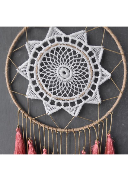 Makrome Bohemian Goblen Duvar Asılı El Dokuma Püskül Dekor Yatak Odası Arka Plan Ev Dekor Dream Catcher Nordic Renk | Dekoratif Gobiyeller (Pembe) modelleri
