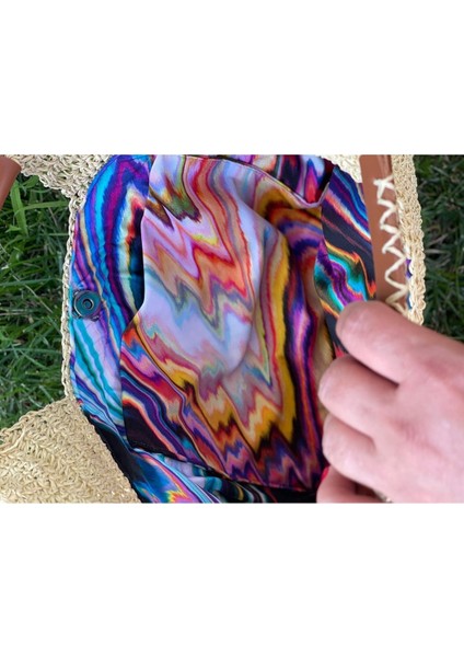 El Örgüsü Inci ve Boncuk Taşlı Askılı Tasarım Kağıt Ip Portfoy Clutch Çanta 27X21