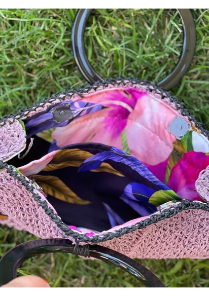 El Örgüsü Yelpaze Model Tasarım Kağıt Ip Portfoy Clutch Çanta 35X16