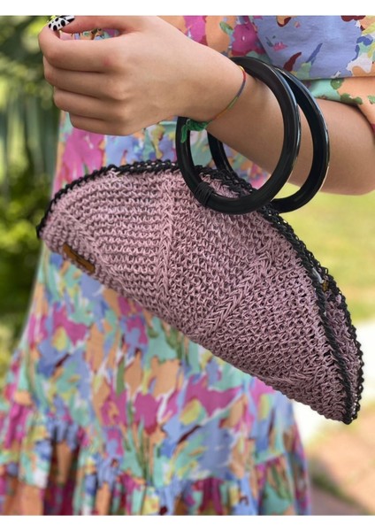 El Örgüsü Yelpaze Model Tasarım Kağıt Ip Portfoy Clutch Çanta 35X16