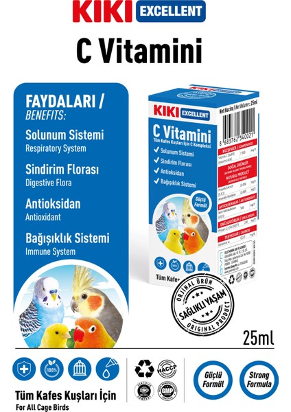 Kiki Excellent Kuş C Vitamini 25 Ml. KB105