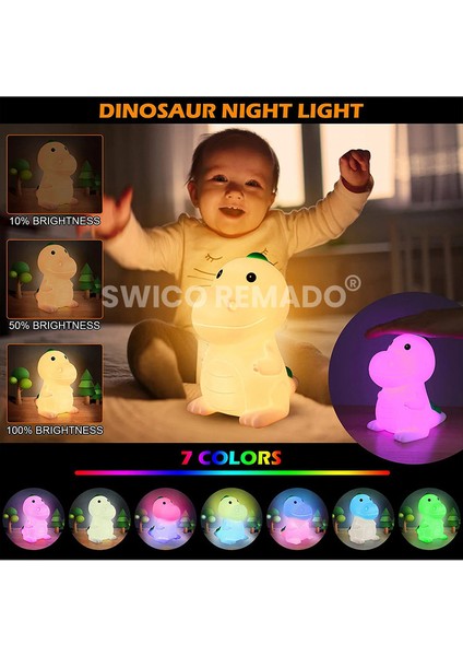 Şarj Edilebilir Silikon Dinozor Gece Lambası (Yurt Dışından)