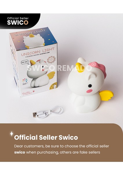 Şarj Edilebilir Silikon Unicorn Gece Lambası (Yurt Dışından)