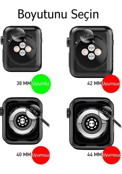 Apple Watch ile Uyumlu 38 40 42 44 45 mm Önü Açık Silikon Şeffaf Kılıf