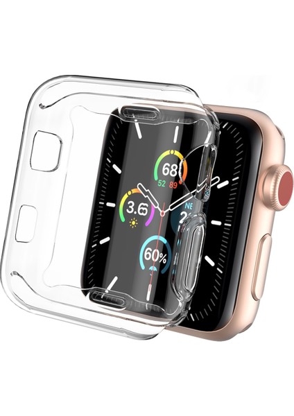 Apple Watch ile Uyumlu 38 40 42 44 45 mm Önü Açık Silikon Şeffaf Kılıf