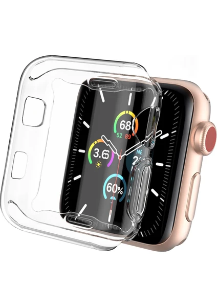 Smart Tech Apple Watch ile Uyumlu 38 40 42 44 45 mm Önü Açık Silikon Şeffaf Kılıf