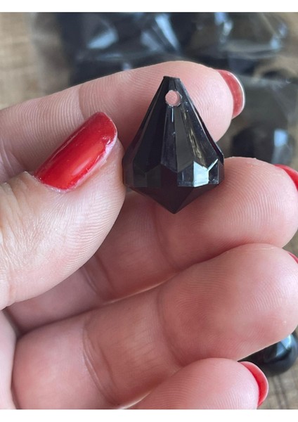Plastik Cam Görüntüsünde Siyah Delikli Boncuk 25 Adet 3 cm
