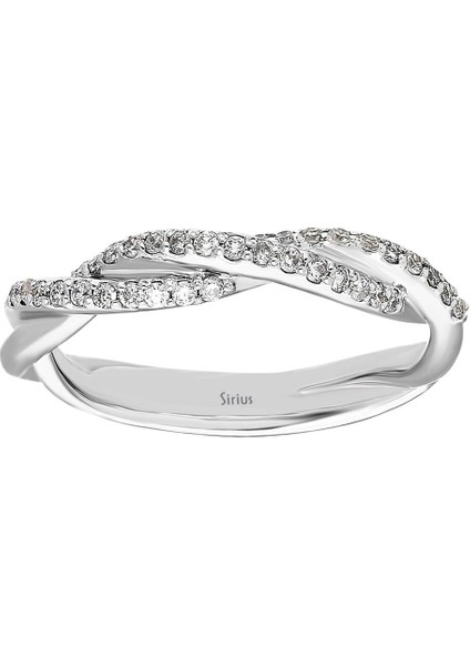 İki Sıra Pırlanta Taşlı Yarım Tur Yüzük 0404R0088