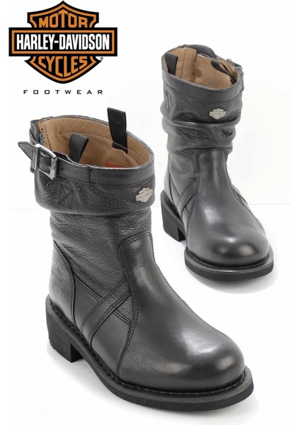 Harley Davidson Black Leather Kadın Bot & Bootie HD0777063403